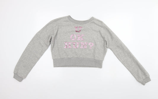 Outrage Womens Grey   Pullover Sweatshirt Size M  - cropped