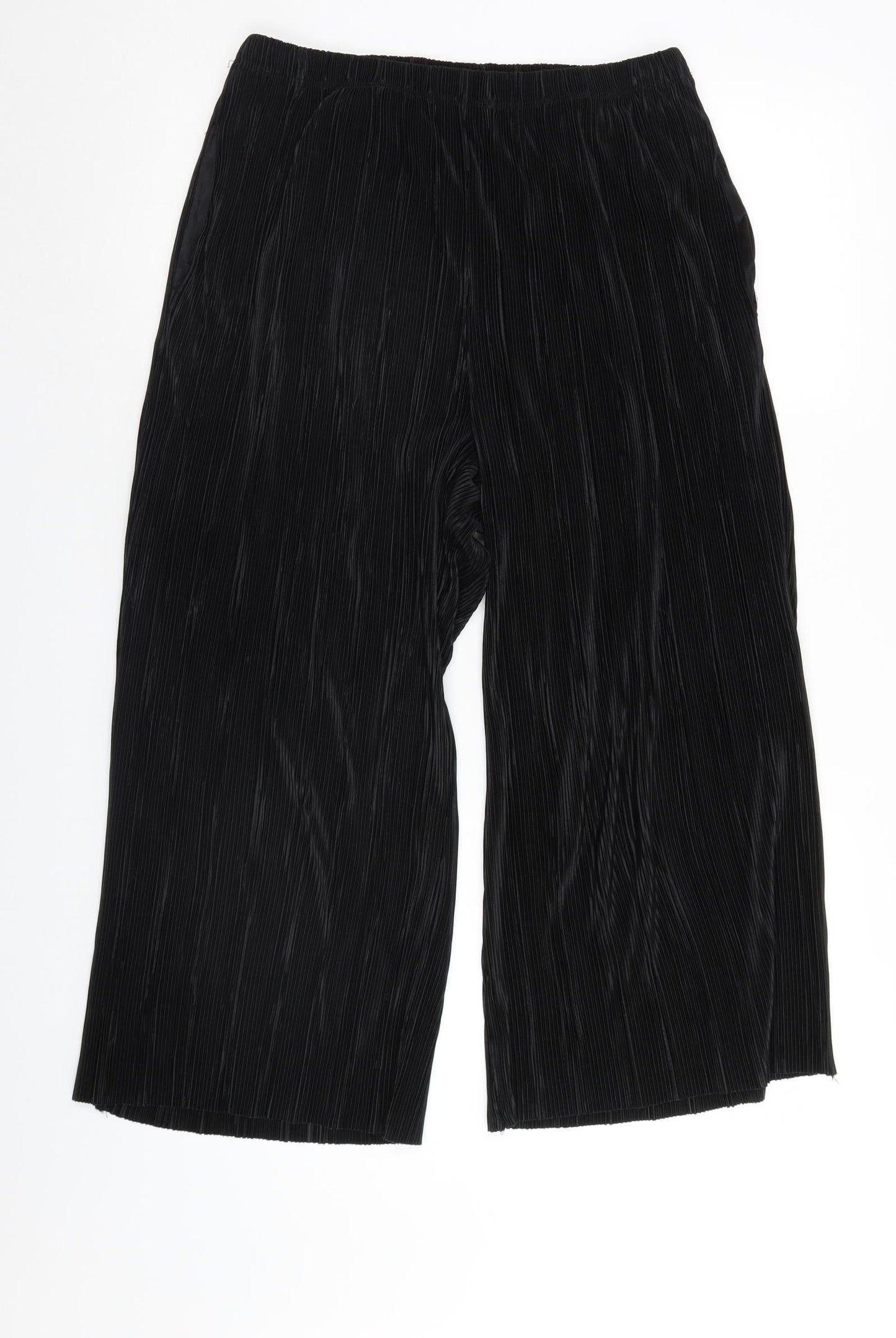 Ache Womens Black   Cropped Trousers Size 12 L24 in - riffle effect