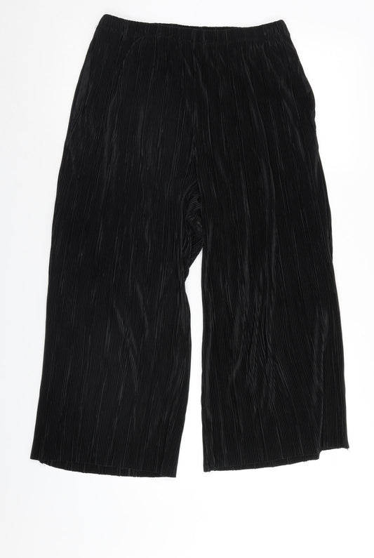 Ache Womens Black   Cropped Trousers Size 12 L24 in - riffle effect