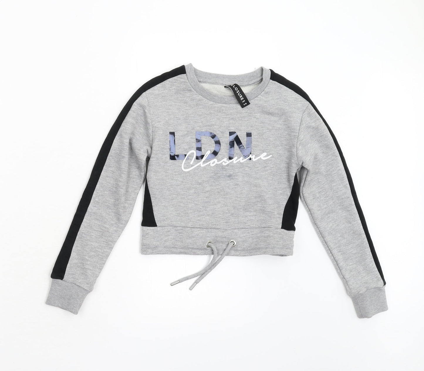 Closure Girls Grey   Pullover Sweatshirt Size 8-9 Years