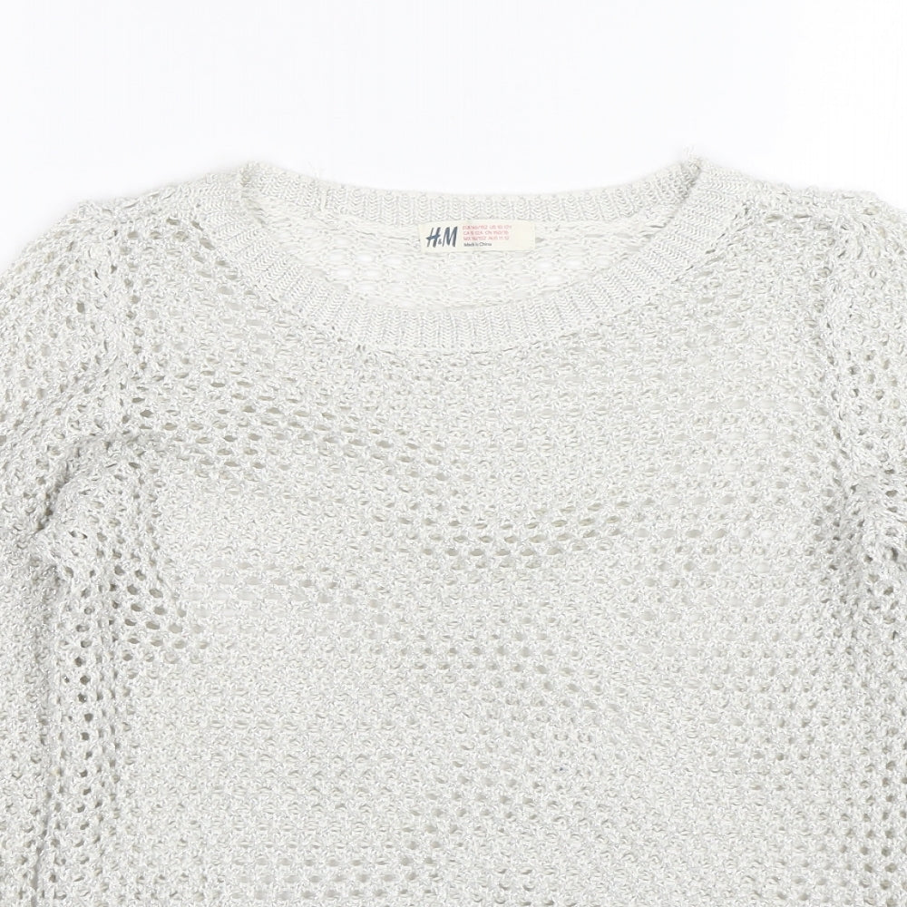 H&M Girls Silver   Pullover Jumper Size 11-12 Years