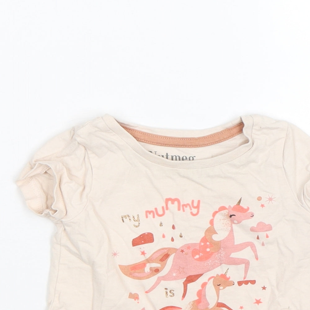 Nutmeg Baby Pink   Basic T-Shirt Size 12-18 Months  - Unicorn