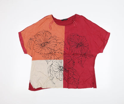 Viz a Viz Womens Red   Basic T-Shirt Size M  - flower