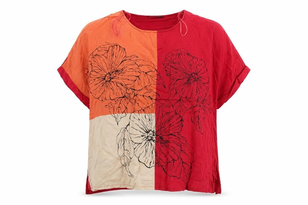 Viz a Viz Womens Red   Basic T-Shirt Size M  - flower