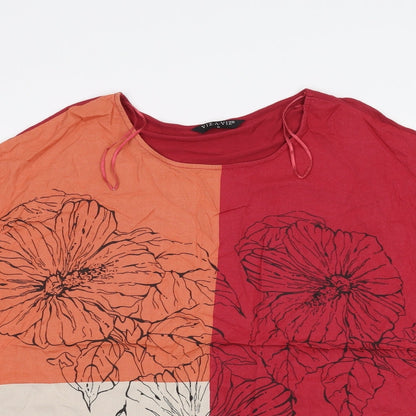 Viz a Viz Womens Red   Basic T-Shirt Size M  - flower