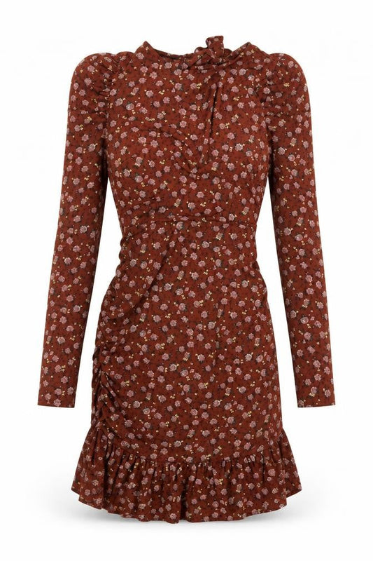 PRETTYLITTLETHING Womens Brown Floral  A-Line  Size 6