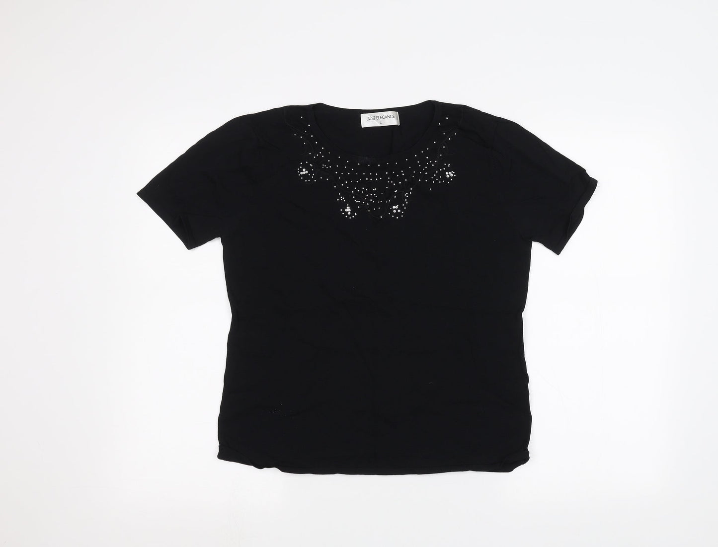 JUST ELEGANCE Womens Black   Basic T-Shirt Size L