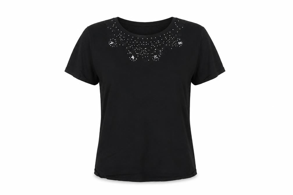 JUST ELEGANCE Womens Black   Basic T-Shirt Size L