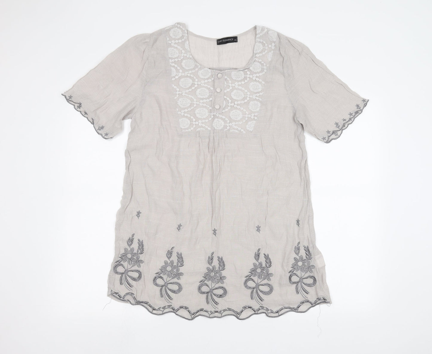 JUST ELEGANCE Womens Grey   Basic T-Shirt Size M