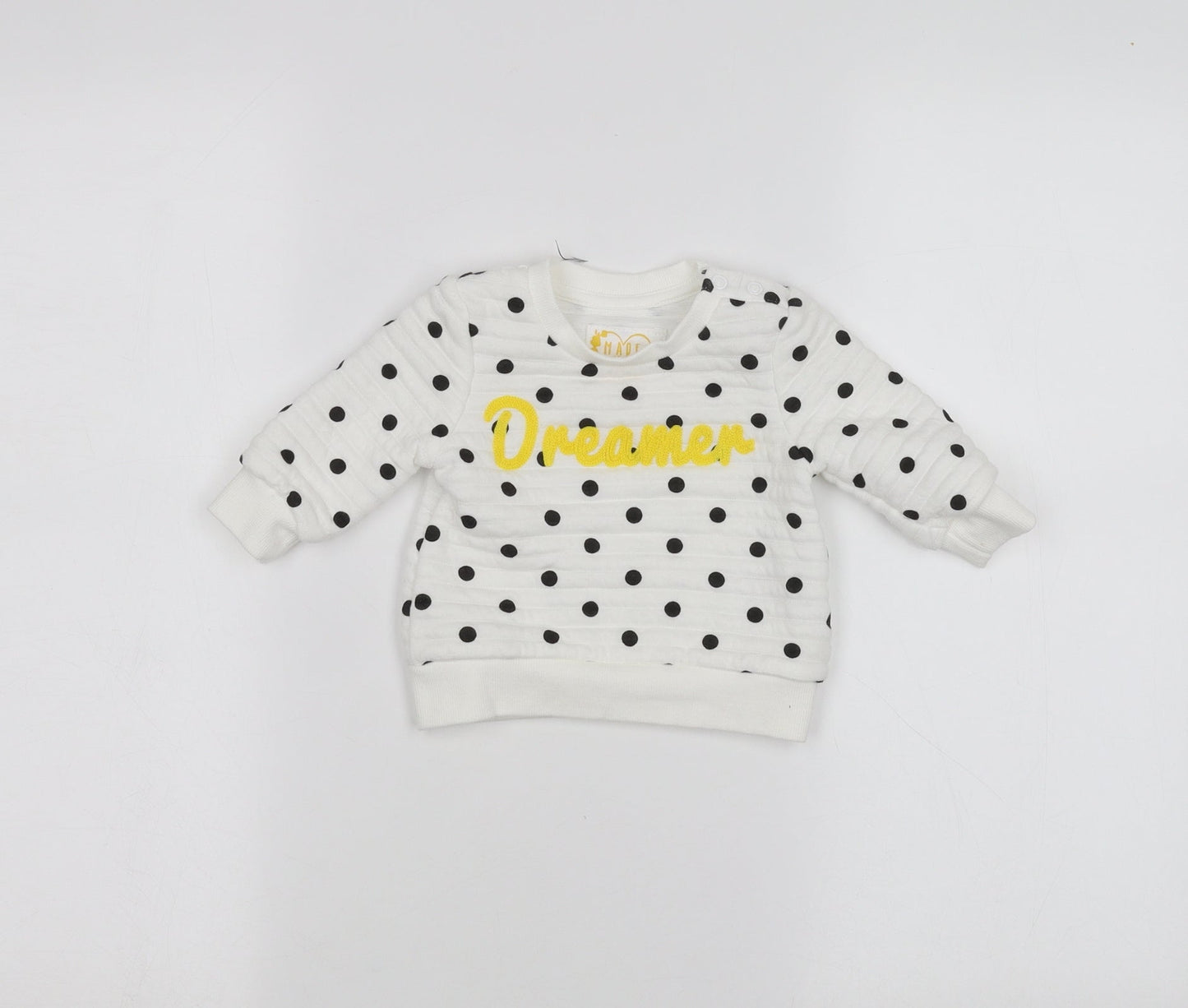 Primark Baby White Polka Dot  Pullover Jumper Size 3-6 Months