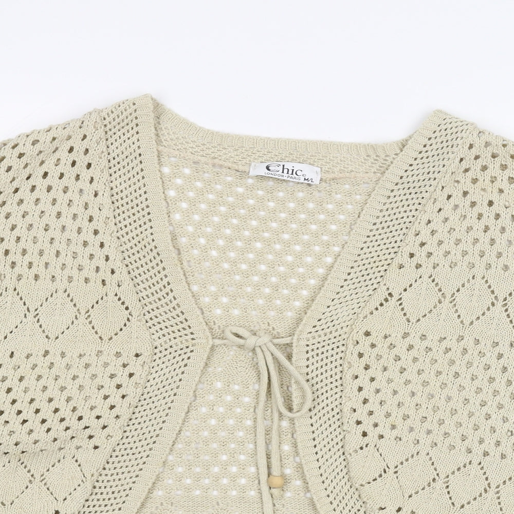CHIC Womens Beige  Knit Jacket Coatigan Size M