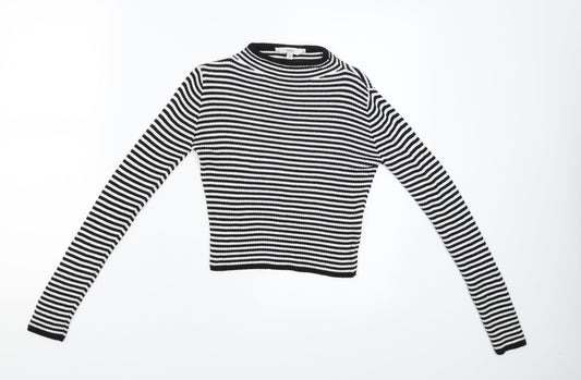 Miss Girls Black Striped  Pullover Jumper Size 9-10 Years