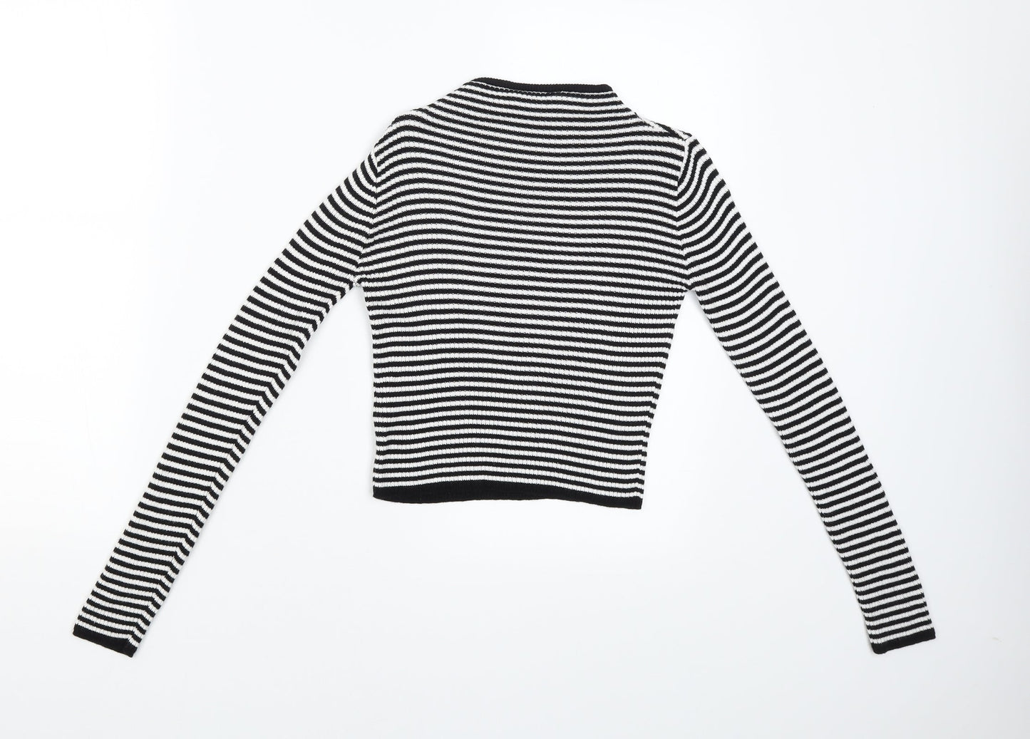 Miss Girls Black Striped  Pullover Jumper Size 9-10 Years