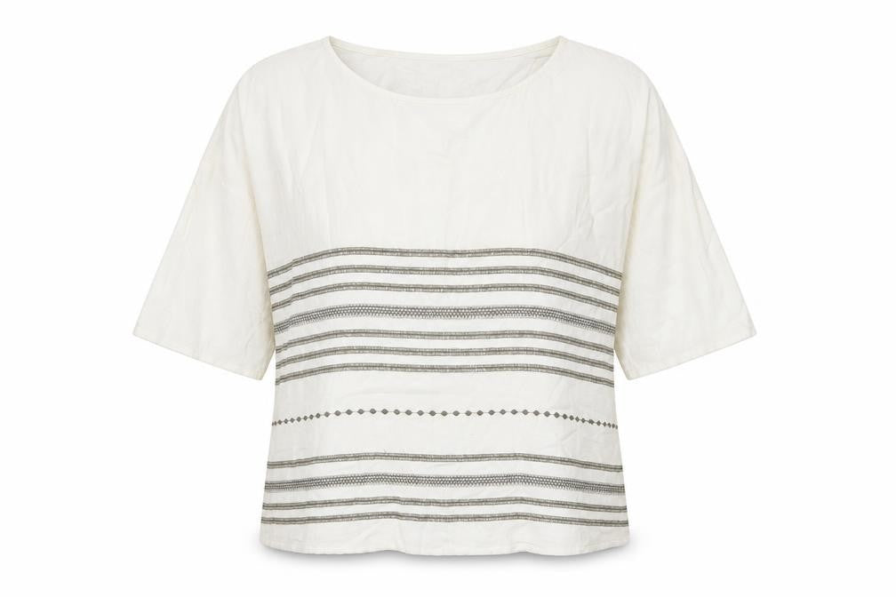Viz A Viz Womens White Striped  Basic Blouse Size M