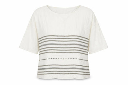 Viz A Viz Womens White Striped  Basic Blouse Size M