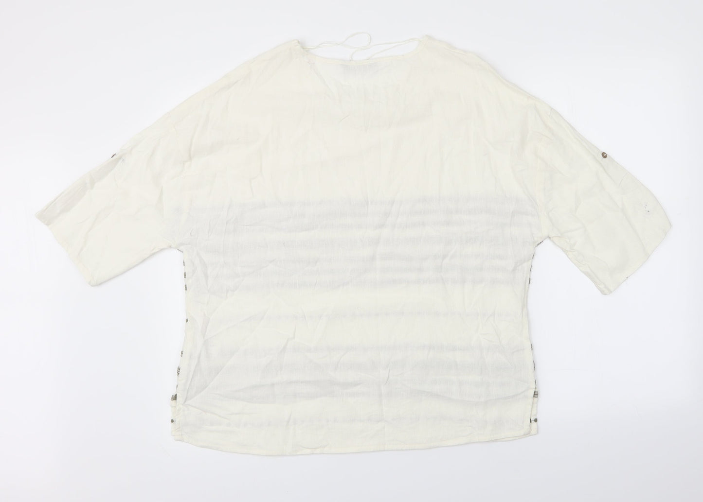 Viz A Viz Womens White Striped  Basic Blouse Size M