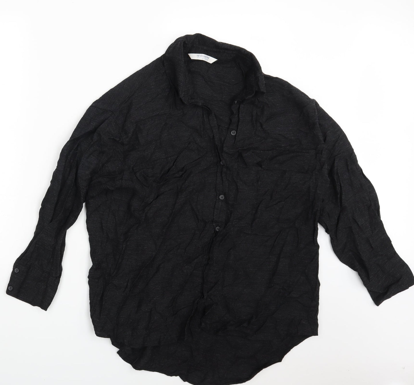 Never More Mens Black    Button-Up Size M