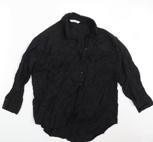 Never More Mens Black    Button-Up Size M