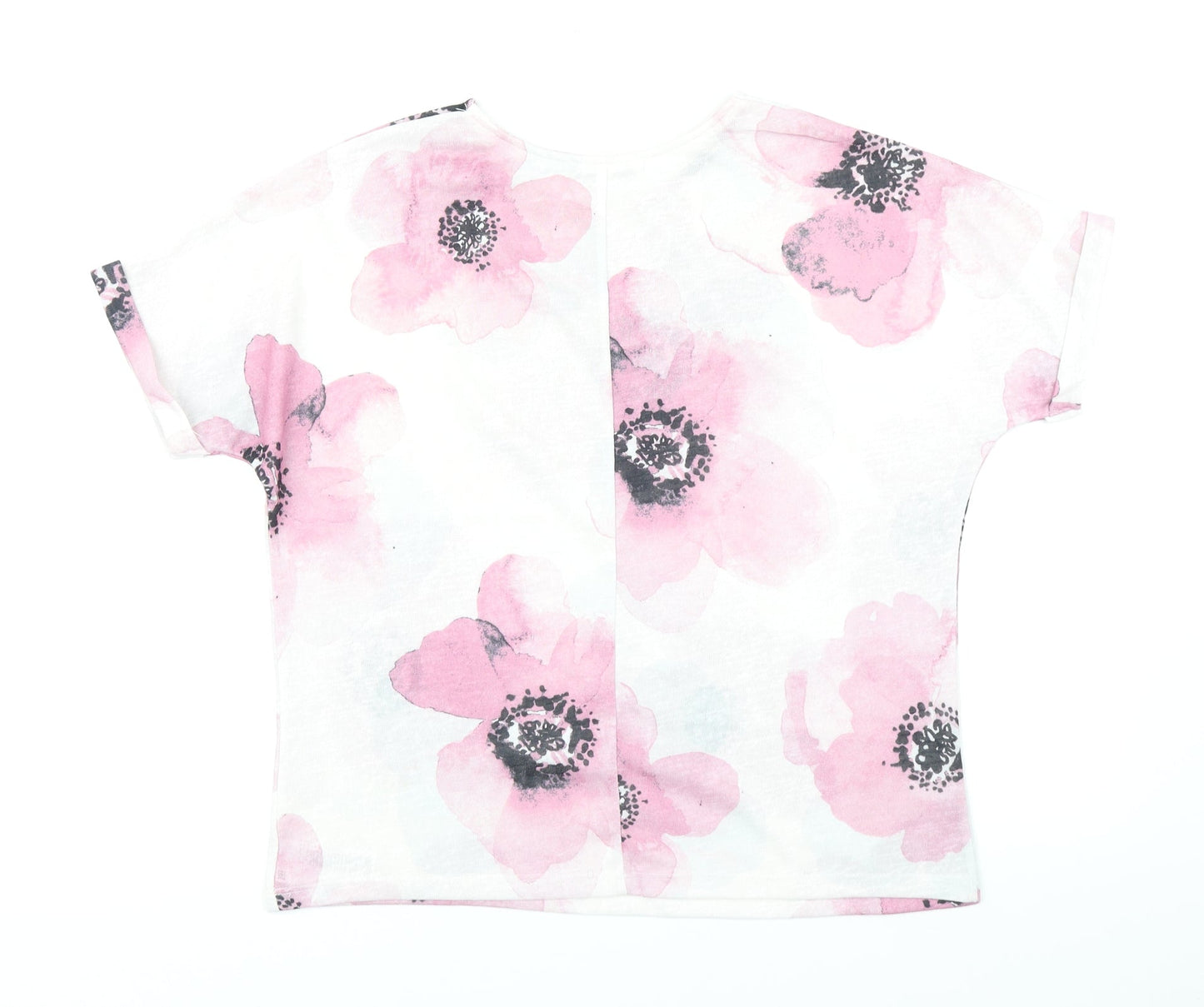 RJR.John Rocha Womens Ivory Floral  Basic T-Shirt Size 10