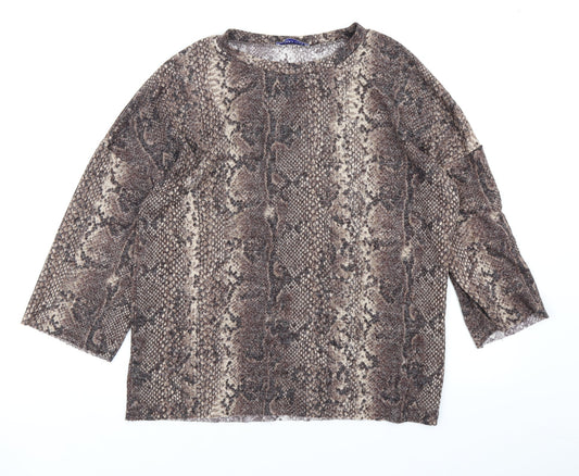 Zara Womens Brown Animal Print  Basic T-Shirt Size S
