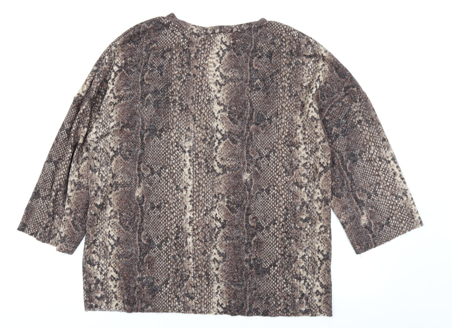 Zara Womens Brown Animal Print  Basic T-Shirt Size S