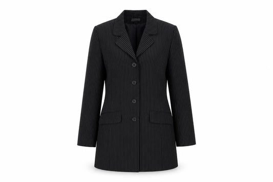 CONTEXT Womens Black Striped  Jacket Suit Jacket Size 12