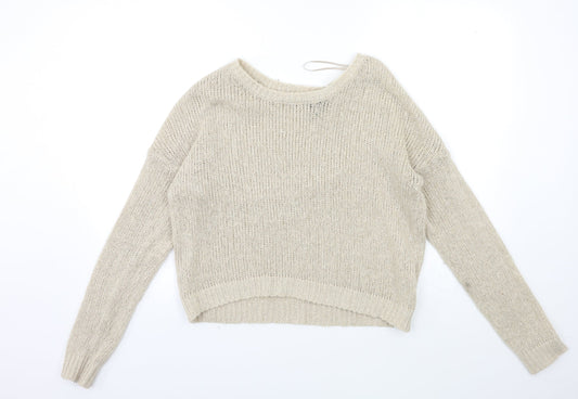 H&M Womens Beige  Knit Pullover Jumper Size 12