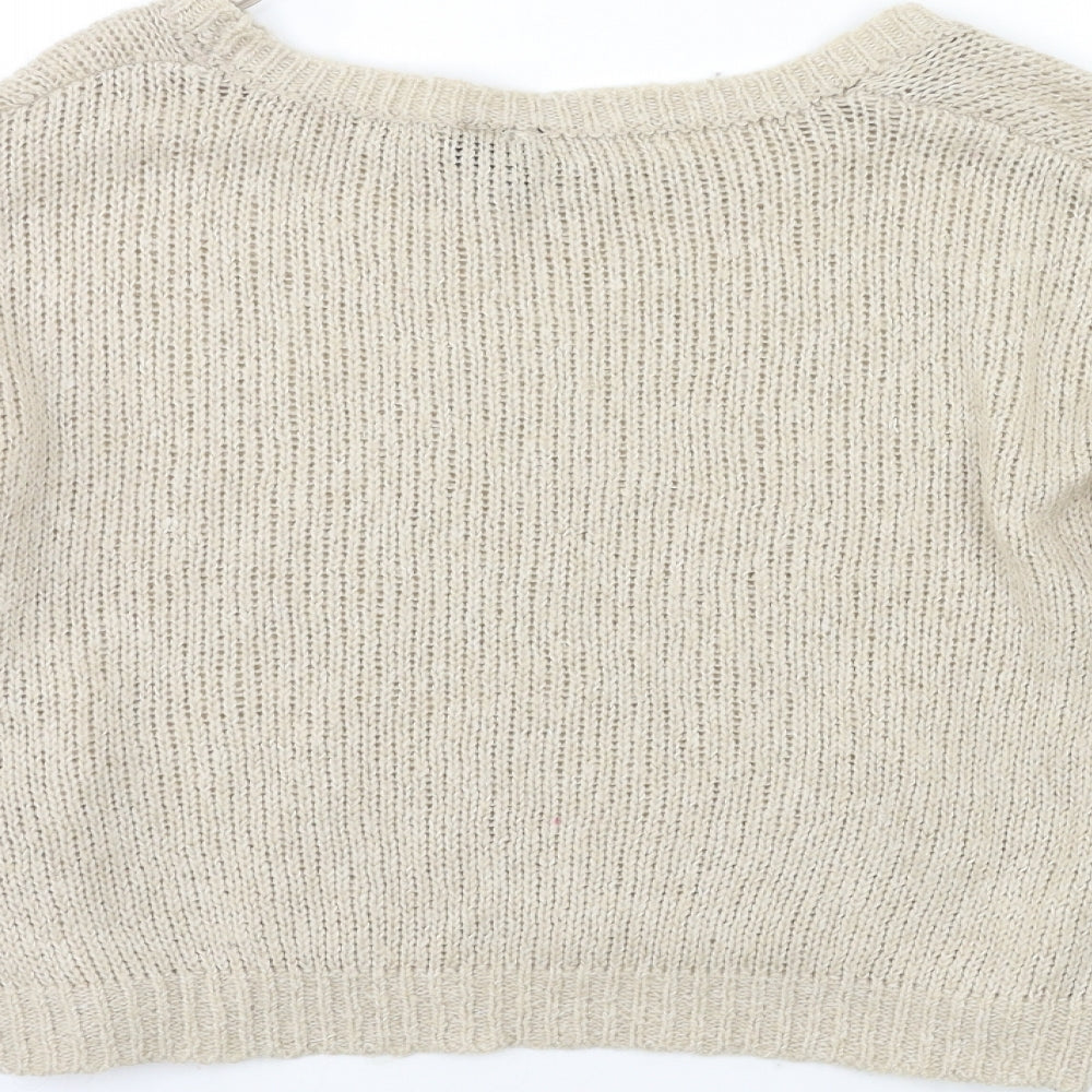 H&M Womens Beige  Knit Pullover Jumper Size 12