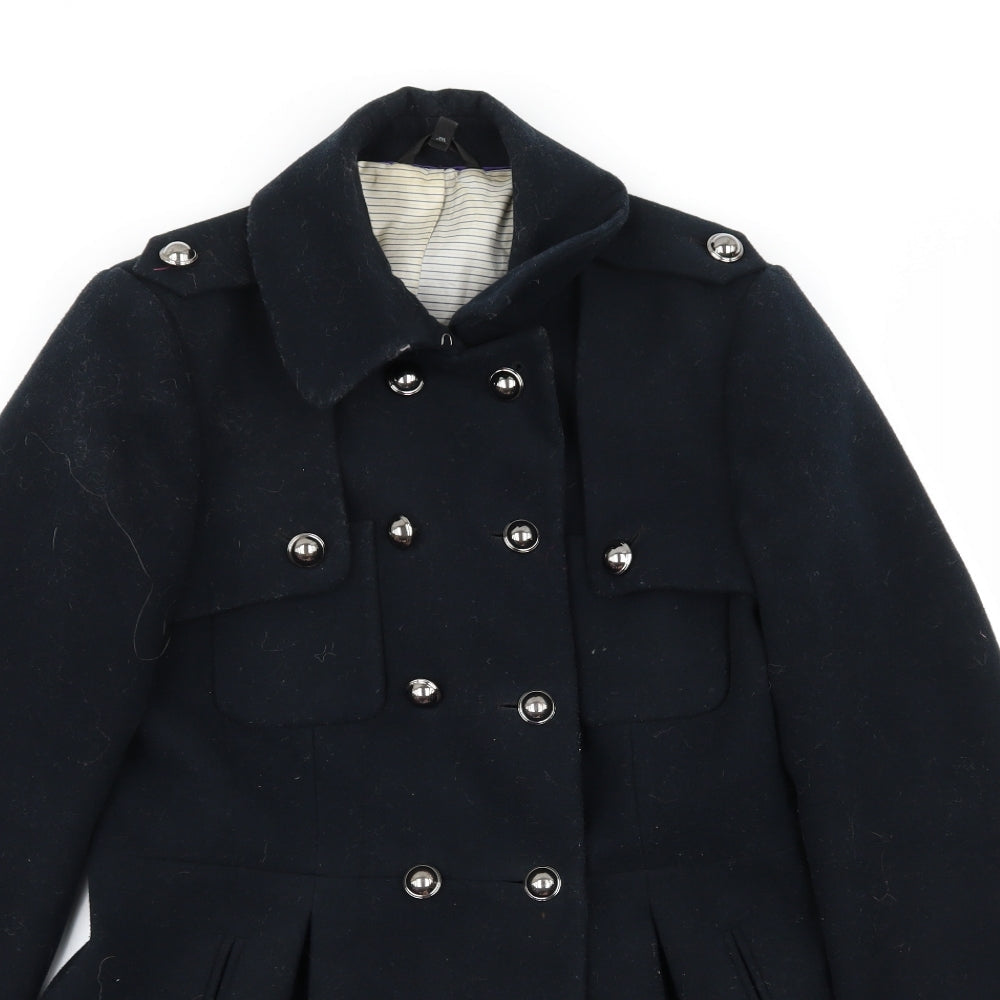 M&S Womens Blue   Overcoat Coat Size 10