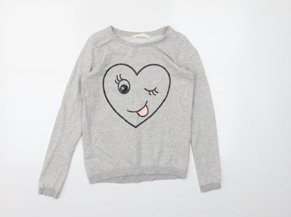 H&M Girls Grey Animal Print  Pullover Jumper Size 11-12 Years
