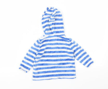 Back view of Next girls’ blue striped basic jacket jacket, size 3-6, months