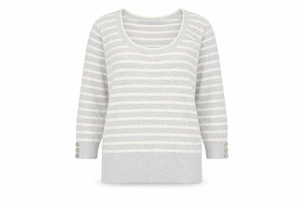 Republic Womens Grey Striped  Pullover Jumper Size 14