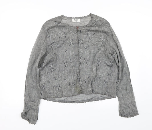 Wallis Womens Grey Floral  Basic Button-Up Size 14