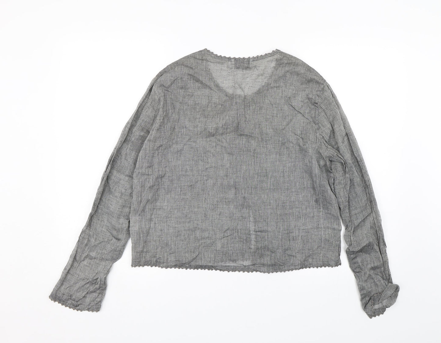 Wallis Womens Grey Floral  Basic Button-Up Size 14