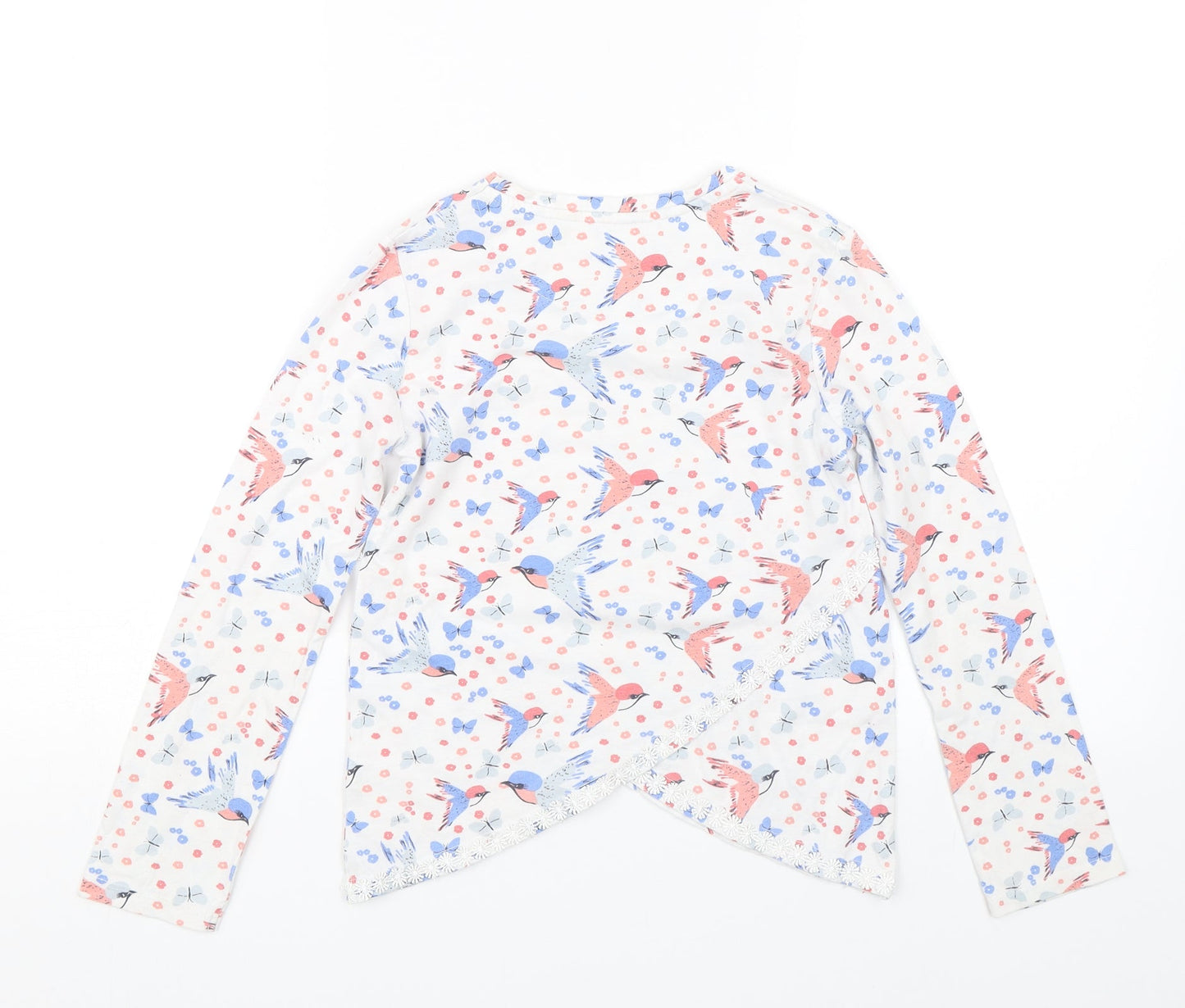 M&Co Girls White Floral  Basic T-Shirt Size 7-8 Years  - butterflies