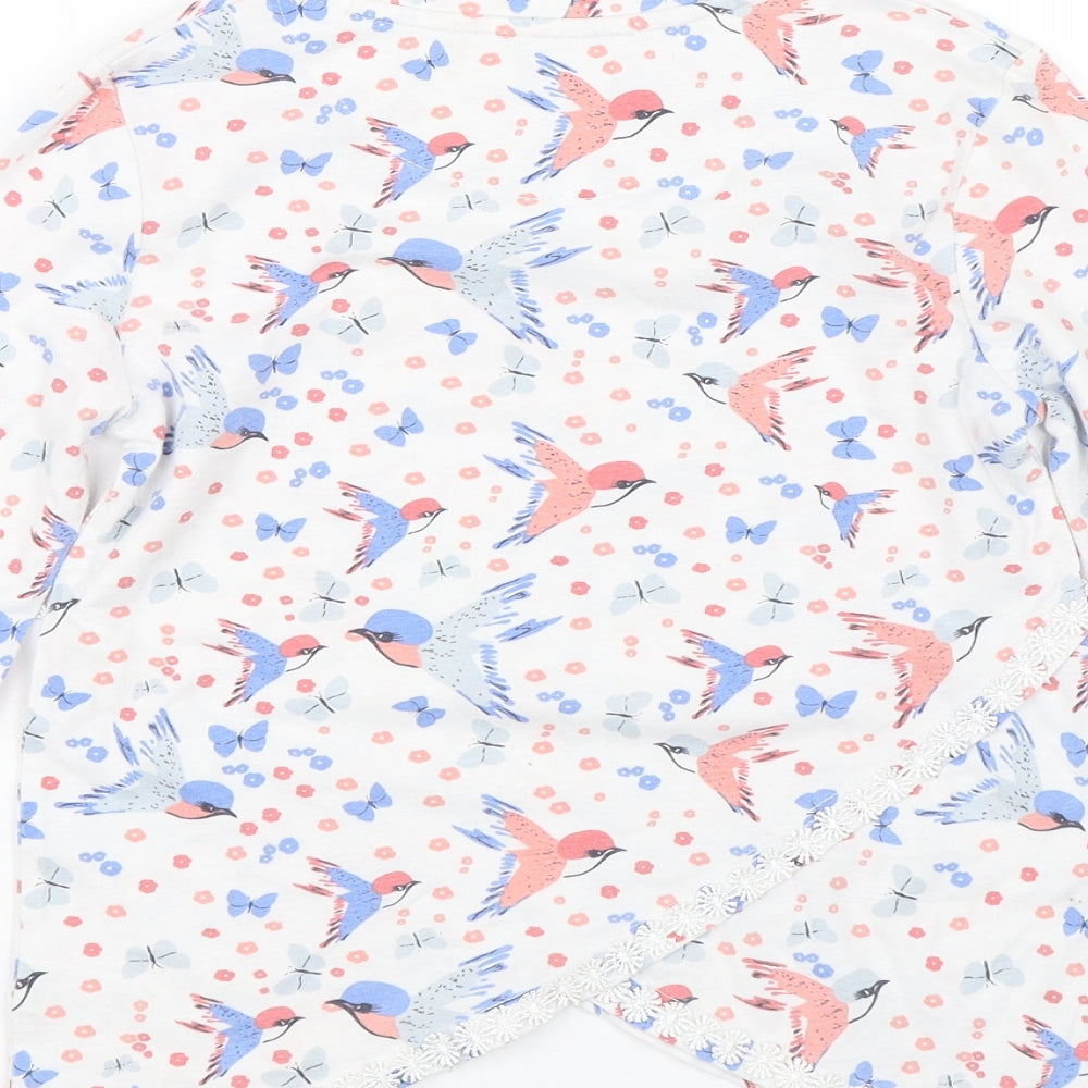 M&Co Girls White Floral  Basic T-Shirt Size 7-8 Years  - butterflies
