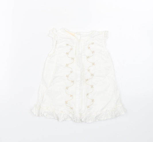 morris mouse Baby White Floral  T-Shirt Dress  Size 3-6 Months
