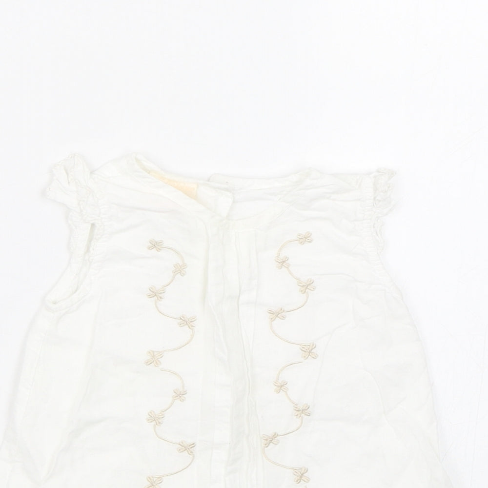 morris mouse Baby White Floral  T-Shirt Dress  Size 3-6 Months