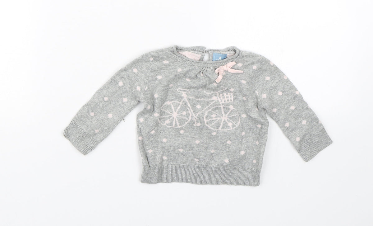Additional front view of Baby Gap girls’ grey spotted jumper, size 0-3, months - bike