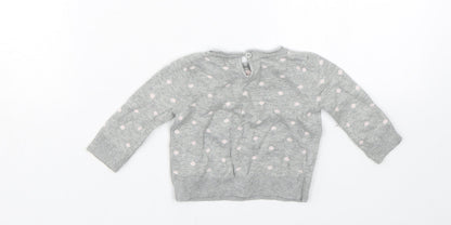 Back view of Baby Gap girls’ grey spotted jumper, size 0-3, months - bike