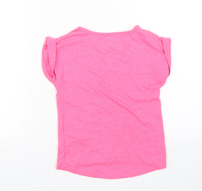 Back view of Tu girls’ pink basic t-shirt, size 6, years