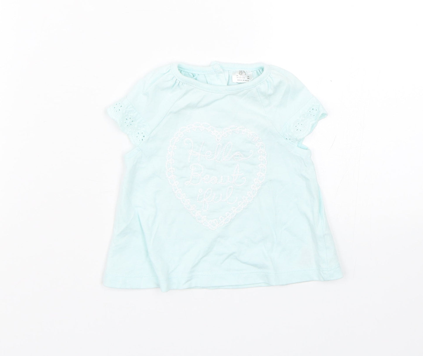 F&F Girls Blue Floral  Basic T-Shirt Size 0-3 Months