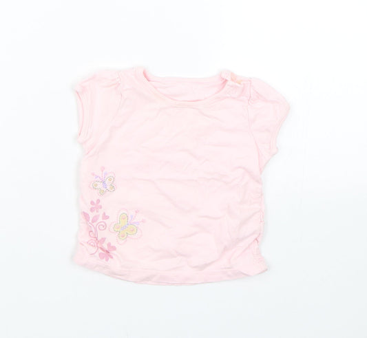 M&S Girls Pink Floral  Basic Blouse Size 3-6 Months