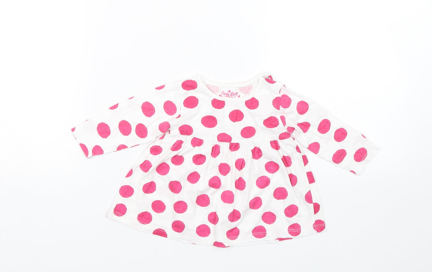 Earlydays Girls White Polka Dot  Basic T-Shirt Size 0-3 Months