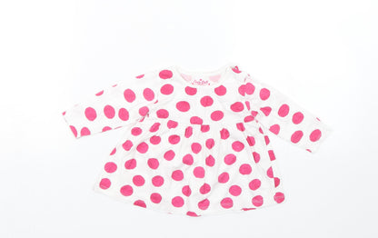 Additional front view of Early Days girls’ white polka dot basic t-shirt, size 0-3, months
