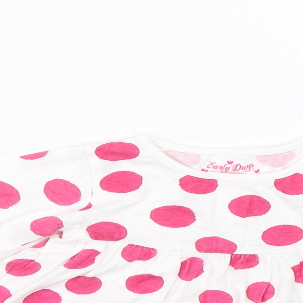 Earlydays Girls White Polka Dot  Basic T-Shirt Size 0-3 Months