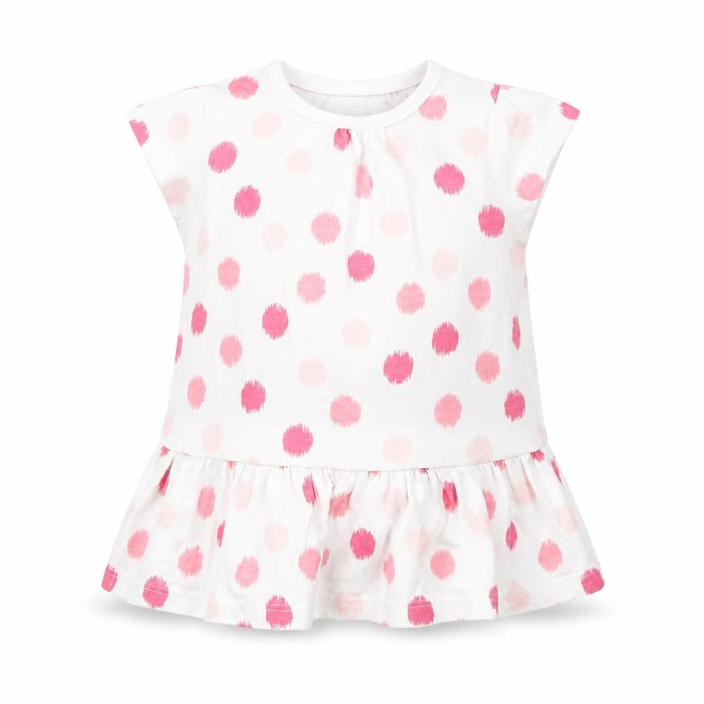 F&F Girls White Polka Dot  Basic T-Shirt Size 0-3 Months
