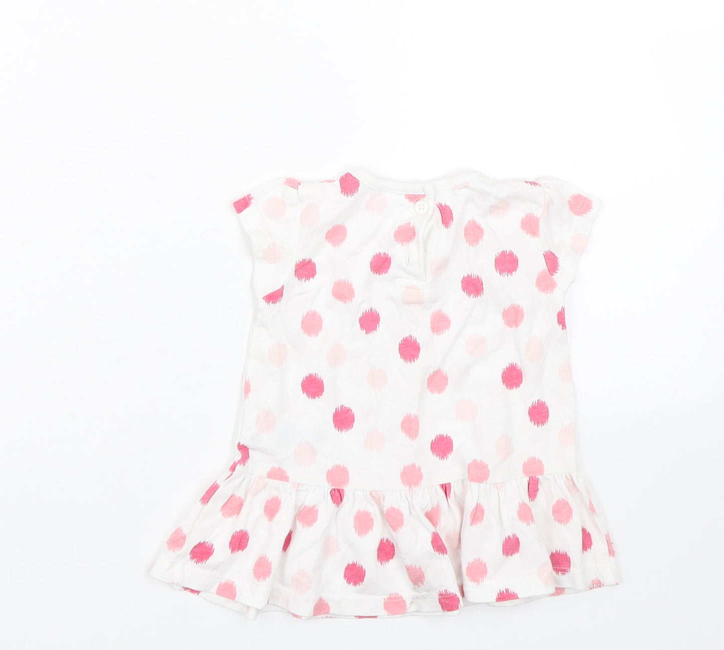 F&F Girls White Polka Dot  Basic T-Shirt Size 0-3 Months