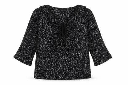 stay sunny chicago Womens Black Geometric  Basic Blouse Size 12