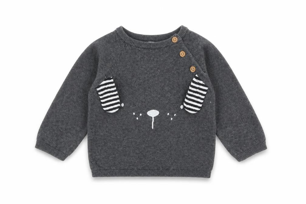 TU Baby Grey  Knit Pullover Jumper Size 12-18 Months  - animal face